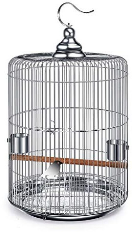 BIVVI Solid Bird Cage Pet Supplies Stainless Steel Bird Cage Outdoor Bird Villa Round for Lovebirds Finches Parrotlet Bird Cage