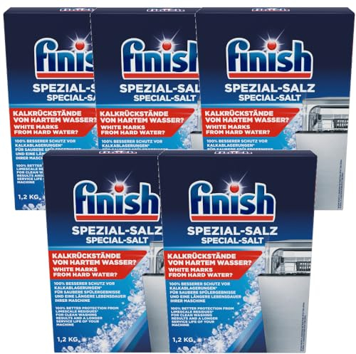 Finish Spezial-Salz – Spülmaschinensalz zum Schutz vor Kalkablagerungen und Wasserflecken – 5 x 1,2 kg