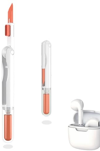 Rluobo Reinigungsset für Airpods, 1-2,3 In 1, Neues Airpods Reinigungsset mit Memory-Schaum, für Kopfhörer, Handy, Kamera und USB-C Port, Earbuds (Weiß + Orange)