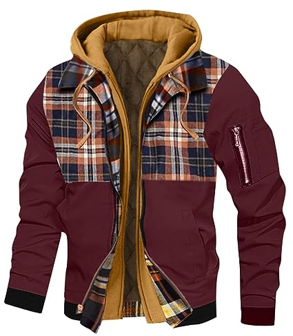 KONG JIMFAN Jacke Herren Imprägnierspray Jacke Hybridjacke Herren Lightweight Jacket Ärmellose Jacke Regenjacke Herren 4XL Fahrradjacke Regenbekleidung Fahrrad Herren Herren Jacke Herbst(Wine,L)