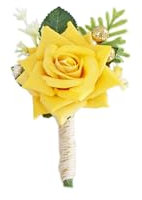 Yelinart Ansteckblume für Herren, gelbe Rose, für Hochzeit, Bräutigam, Trauzeugen, künstliche Blumen, Ansteckblume für Hochzeit, Abschlussball, Heimkehr, Zeremonie, Jahrestag, formelle Dinner-Party, 1