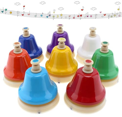Campanas de mano de 8 notas, campanas de escritorio musical, instrumento de percusión musical, campana de mesa musical para enseñar coro de iglesia, campanas de mano diatónicas coloridas, aprendizaje