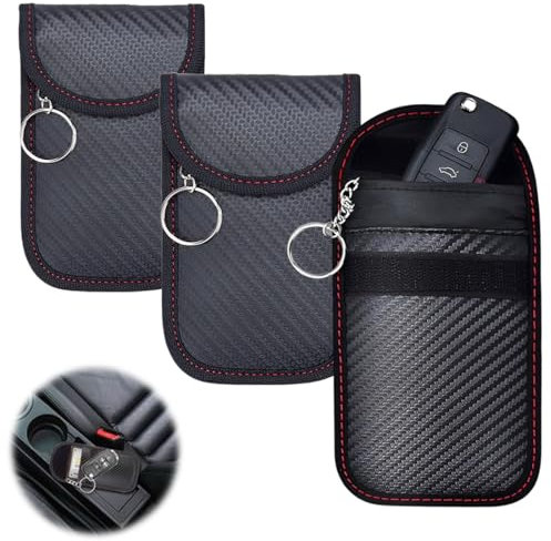 VONJUMA Portachiavi Auto Keyless Schermatura Chiave Auto Custodia Anti-Hacking RFID Nero Fibra di Carbonio