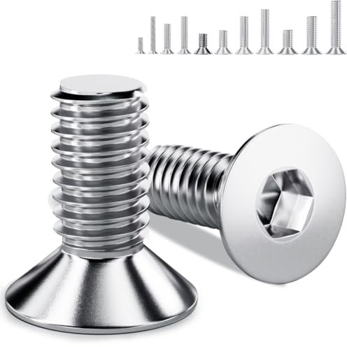 YOOPIN M5 Stainless Steel Hex Socket Countersunk Machine Screws, 120PCS, 10mm, A2, for Furniture Cots and Chairs