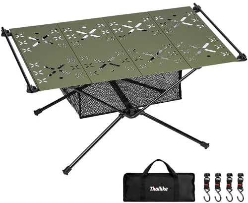 Campingtisch Klappbar,Aluminium Klapptisch Camping Tisch mit Tragetasche und Netztasche,Ultraleicht Tragbar Picknick-Tisch, Faltbarer Gartentisch für Picknick Garten Reisen(60x40x40cm)-dunkelgrün