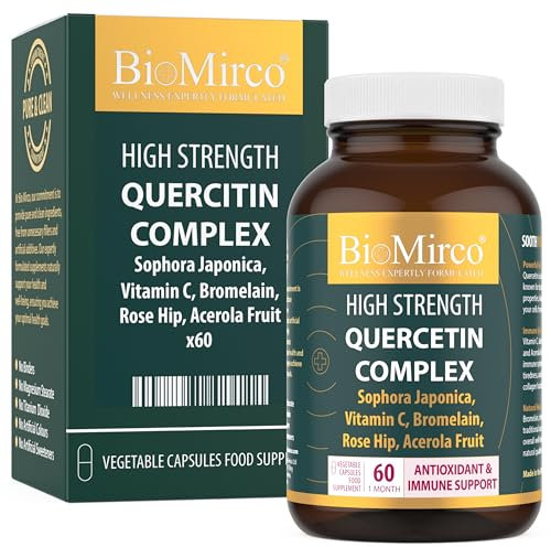 High Strength Quercetin 1000mg Complex, 60 Premium Capsules, Allergy Support, Powerful Antioxidant Supplements, Anti-inflammatory Antioxidant Supplement, Alternative to quercetin Powder, UK Made
