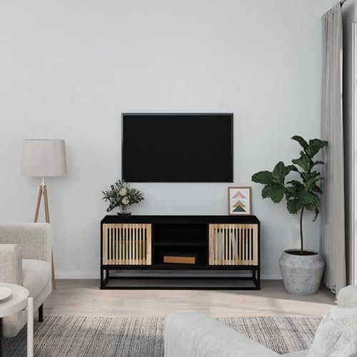 ShGaxin Meuble TV en fer et contreplaqué noir 105 x 30 x 45 cm, meuble TV, meuble TV, meuble TV, meuble TV 352098