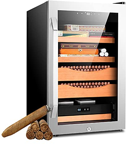 YJKKZQLB 70l Zigarren-Humidor, Integriertes Befeuchtungssystem mit Regalen und Schubladen aus spanischem Zedernholz, Touchscreen, Für 400 Zigarren, 60 W, B