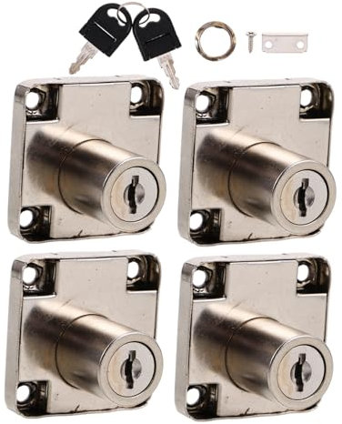 EXHUMKY 4sets Office Desk Drawer Lock Zinc Alloy Cabinet Key Lock Replacement Home Desk Drawer Latch Security for Wardrobe Dresser Mailbox