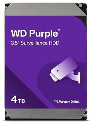 Western Digital WD Purple 4TB Interne Festplatte WD43PURZ 3,5 Zoll HDD, CMR SATA 6Gb/s Cache 256MB für Überwachungssysteme/Dauerbetrieb (Generalüberholt)