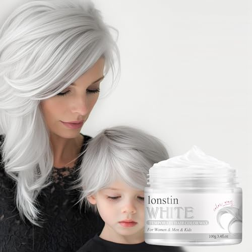 lonstin Purple Hair Colour Wax for Kids & Adults Temporary Hair Dye Wax 100g Wash Out, Non-Sticky Clay Mud Cream for Parties, Cosplay & Daily Fun (white, white)