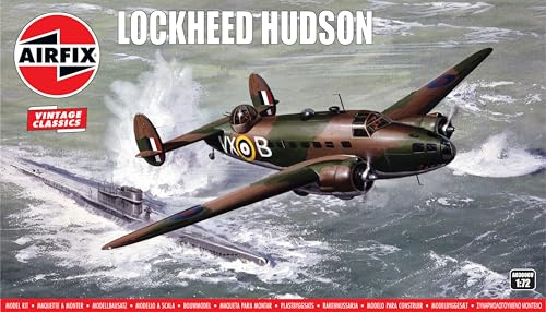 Airfix Vintage Classics Set - A03006V Lockheed Hudson - Plastic Model Aircraft Kits for Adults & Children 8+, Set Includes 85 Pieces - 1:72 Scale Model Aircraft Sets
