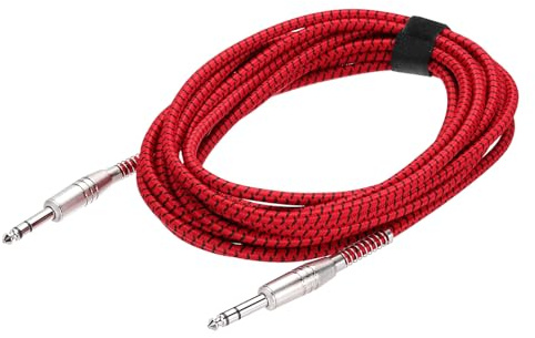 QUARKZMAN Cavo Per Strumenti Musicali Chitarra, 20 Piedi 1/4 Pollice A 1/4 Pollice Angolo Dritto A Dritto Cavo Jack Per Chitarra Elettrica per Basso, Nero Rosso