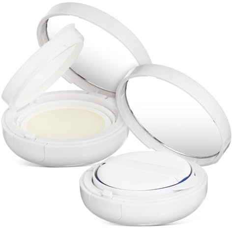 VALICLUD Cushion Semplice Pezzi Custodia in Vuota 2 per e Plastico Fondotinta a Danni Bianco, Rotonda, Resistente Elegante Viaggi
