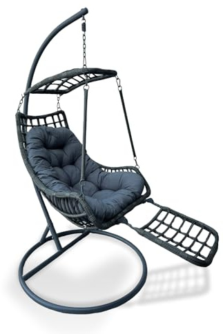 YOEVU Silla Colgante con Soporte, Grande, Acero Aleado, Gris
