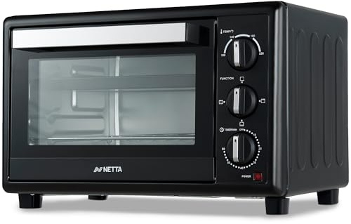 NETTA Mini Oven 30L Portable Electric Grill - Multi Cooking Function Grill and Bake - Adjustable Temperature Control, Timer - 1500W