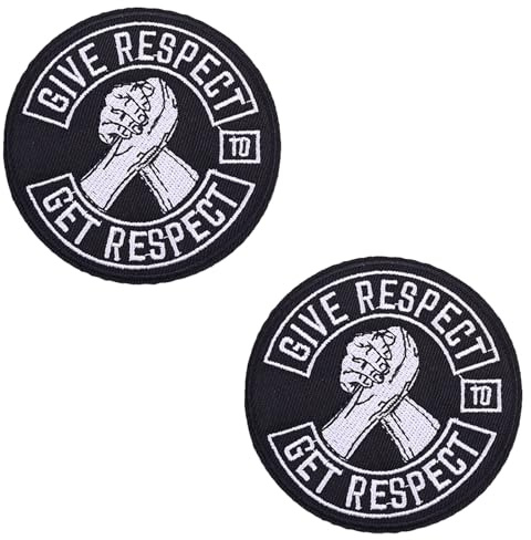 2 Stück Give Respect Get Respect Aufnäher/Patch zum aufnähen oder aufbügeln für Biker und Rocker Patches zum Aufnähen Flicken/Bügelbilder Motorrad Applikation für Jeans/Leder/Motorradzubehör