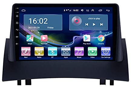Generico MLXABH Navigatore satellitare per Auto Megane 2 Navigazione GPS Schermo Touch Capacitivo da 9'' Bluetooth MLXABH Navigatore satellitare per Auto Supporto WiFi/Ricevitore Radio FM/USB,4+64G