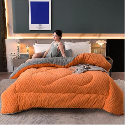 Winter Quilt, Thicken Warm Lamb Cashmere Blanket Winter, Double-sided Velvet Blanket, Heavy Blankets For Winter Double Bed, Bedding Fleece Blanket For Home Bedroom, Yellow, 220x240cm(5kg)
