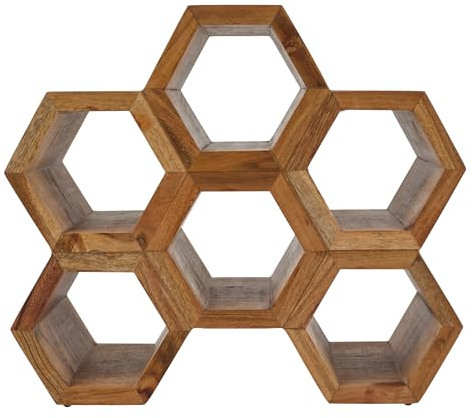 Gourmet Basics by Mikasa Amara Honeycomb 6 Bottle Acacia Wood Wine Rack, 13.7 x 6 x 12 Inch