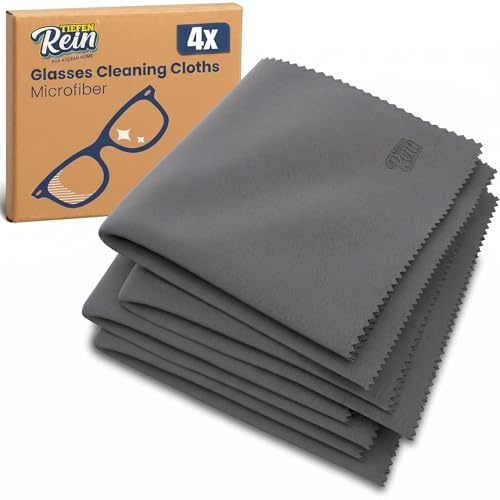 Panno Occhiali in Microfibra 4 Pezzi – Panno Pulizia Occhiali da Vista 20×20 cm Extra Morbido, Microfibra Panni Pulizia per Lenti, Schermi e Visione Chiara