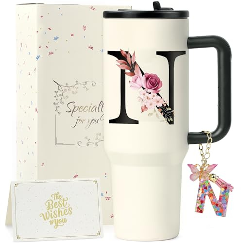 ZIOSINM A-Z Regalos Originales para Mujer, 1.2L Vaso Termico | Termo Cafe de Acero Inoxidable Doble Capa con Tapa y Pajita, Regalo Mujer Ideal para Cumpleaños, Navidad y San Valentín