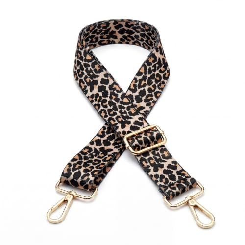 IUSOT Taschengurt Leopardenmuster Breit 3,8cm Schulterentlastung Verstellbar 75-130cm Schultergurt für Handtaschen Ersatzriemen Wechselgurt Crossbody Taschenriemen mit Gold Karabiner für Damen