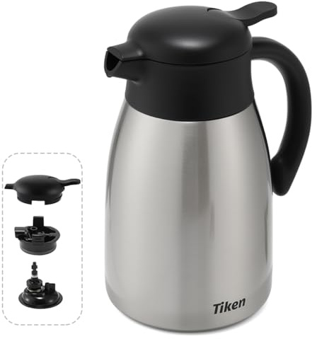 Tiken 2L Thermoskanne, Kaffeekanne aus Edelstahl Doppelwandig Vakuum, Isolierkanne Leakproof & Abnehmbarer Deckel, Spülmaschinengeeignet