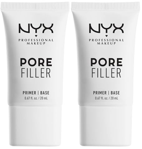 NYX Professional Makeup Primer Pore Filler Base Trucco 12h Finish Traslucido Uniforma Incarnato Minimizza Pori Linee Sottili Imperfezioni Formula Vegana con Vitamina E - 2 Flaconi da 20ml