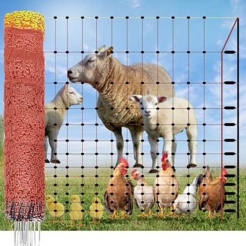 My Animal Command Premium Electric Fence Poultry Netting 49” x 164’ Pre-Assembled with 20 Posts, Portable, Waterproof, Semi-Rigid Electric Fence kit for Livestock Animals in Farms and Backyards