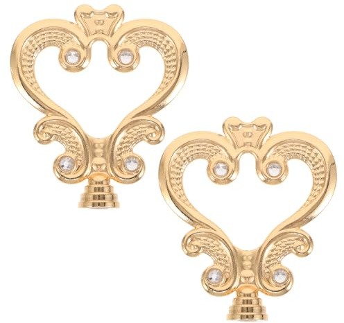 SECFOU Kitchen Cookware Accessories in Anti-scalding Pan Lid Handles Alloy Heat Resistant Pot Lid Cover Knobs 2pcs Heart Shaped Elegant Golden Finish Universal
