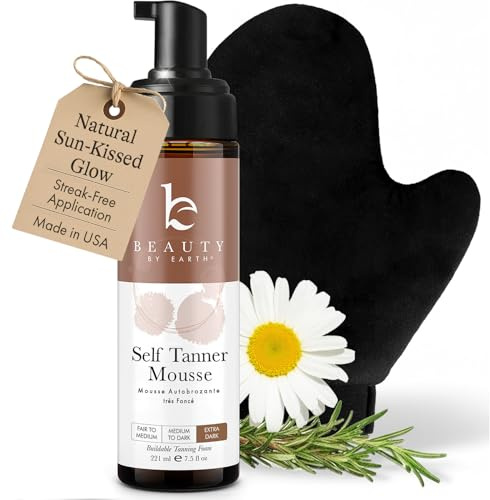 Ultra Dark Self Tanner Tanning Mousse Kit - USA Made with Natural & Organic Ingredients, Self Tanner Mousse and Mitt, Fake Tan Tanning Foam, Sunless Tanners Best Sellers for Darkest Self Tan