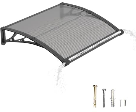 DAWNINGHOMM Front Door Canopy Outdoor Awning with Drainage, 80×120cm