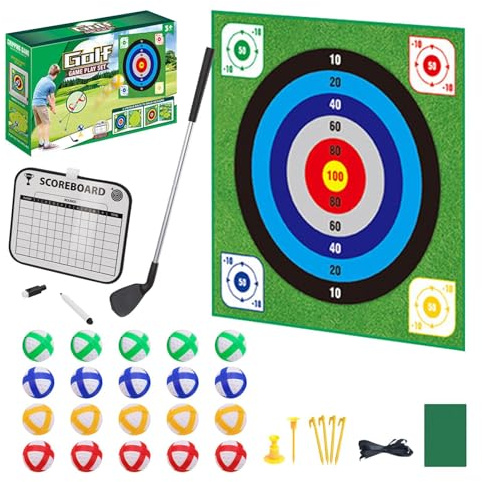 Golf Chipping Spiel Mit Golf-Schlagmatte,Golf-Trainingsmatte, Schläger Und 20 Bällen,Übungs Chipping Matten Kits Für Drinnen Und Draußen Für Den Garten Der Erwachsenenfamilie