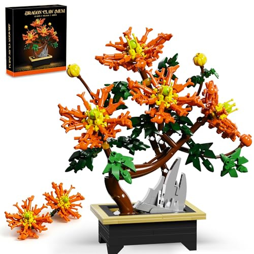 QGGQ 450PCS Chrysanthemum Building Blocks Set for Adults, Artificial Flowers Bouquet Botanicals Kit, DIY Home Decoration Kit, Flowers Plant Home Decor Gift for Mother's Day, Valentine Day, Birthday