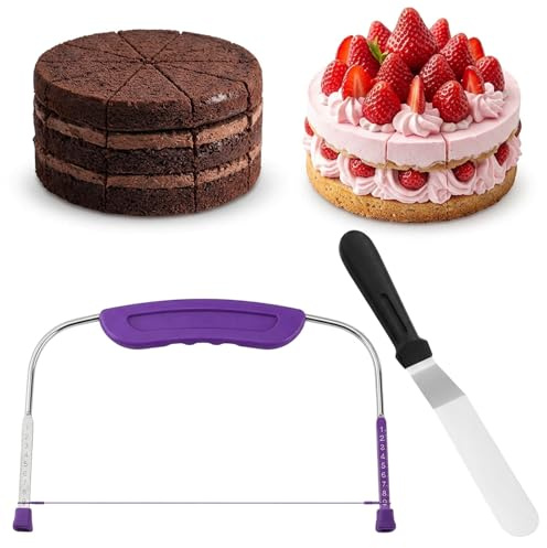 Cake Leveller and Smoother Set, 27 cm Stainless Steel Cake Slicer for Even Layers, Essential Baking Accessories for Home Bakers and Professional Chefs