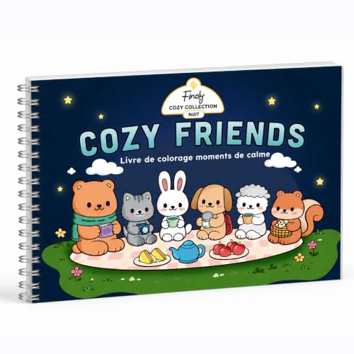 Finoly Livre Coloriage Enfant Cozy | Cahier Coloriage Enfant | 80 Dessins | Pour se Détendre | Pour Réduire le Stress A5
