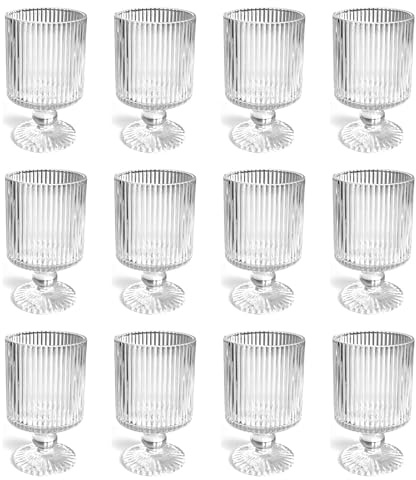 Teelichthalter 12 Stück Kelch Glas Ø7 x 12 cm Windlicht Kerzenglas Dekoglas | Windlicht aus Glas | Geeignet für Teelichter und Maxi-Teelichter | Tischdekoration & Wohnraumdekoration