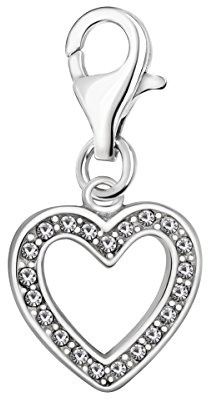 Quiges Charms Anhänger Versilbert Herz Versilbert Damen Schmuck für Bettelarmband