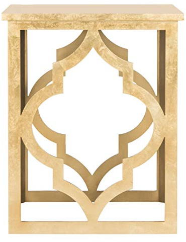 SAFAVIEH Home Collection – Milo Gold Leaf Trellis End Table, Quatrefoil Open Frame Accent Table, Fully Assembled (AMH1508B)