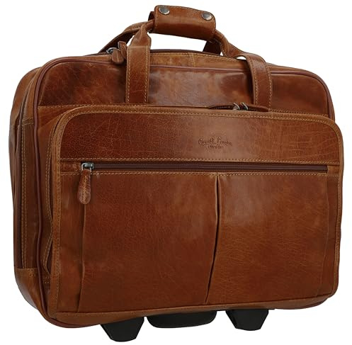 Gusti Leder Trolley Valigia Con Ruote Bagaglio A Mano Duncan – Valigia Da Cabina In Vera Pelle Con Ruote – Trolley Business E Cartella Con Scomparto Per Laptop Per Viaggi E Lavoro