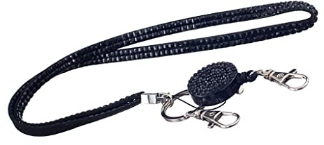 Sharplace Schlüsselband Umhängeband Lanyard Strass Abzeichenhalter Schlüsselanhänger, Schwarz