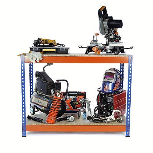 Professional/Commercial Extra HEAVY DUTY 1500mm Wide 2 Level Workbench 400kg(UDL) Workstation Home Garage DIY Work Table 900mm H x 1500mm W x 600mm D - 400KG UDL
