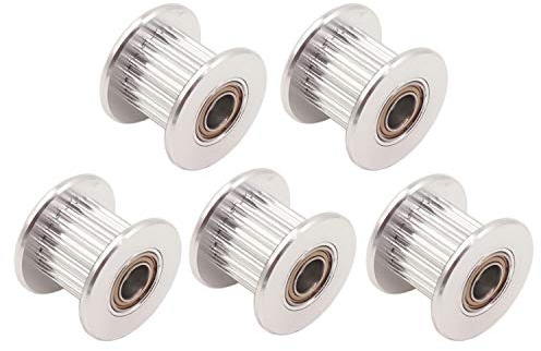 WINSINN GT2 Umlenkrolle 20 Zähne 5mm Bohrung 10mm Breite Timing Pulley Rad Aluminium für 3D Drucker (5er Pack)