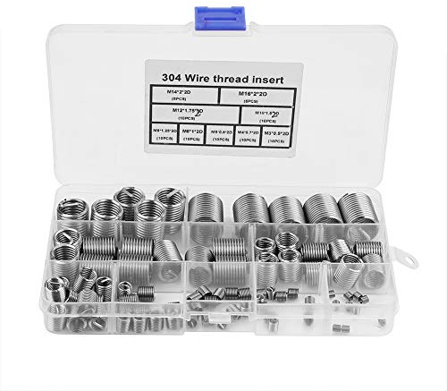 M5 M6 M8 M10 M12 M14 M16 304 Inserts filetés Insert de réparation fileté en acier inoxydable Assortiment Kit Vis spiralée à filetage hélicoïdal avec boîtier en plastique