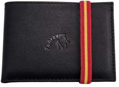 Funrey Cartera Piel Billetera -Elástico España- 6 Tarjetas y Placa Policia Nacional de 10,5x7,5 cms.