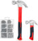 C&T 2 Piece Hammer Set,8oz Stubby Claw Hammer With Magnetic Nail Starter & 16oz Fiberglass General Purpose Claw Hammer & 560pcs Hardware Nail Assortment Kit, Soft Nonslip Handle & Heat Treated Head