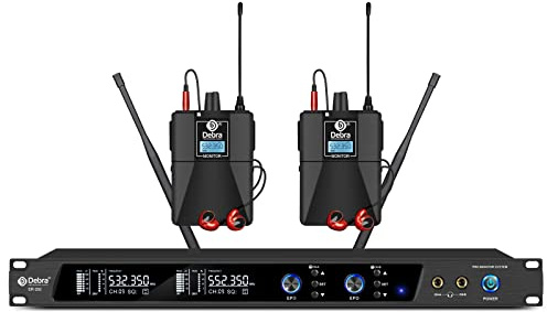 D Debra Audio PRO ER-202 UHF Dual Channel Wireless In Ear Monitor System With Transmitter and Receiver for Stage, Recording Studio, Musicians, Monitoring (2 Bodypack with Transmitter)