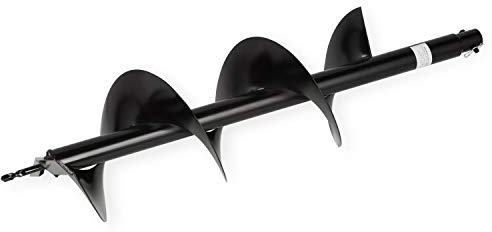 EBERTH Ahoyadora compactadora de tierra, barrena de jardín, plantador manual de hortalizas en acero, diámetro 200mm, longitud 800mm, diámetro montaje 20mm, lacado negro, inoxidable