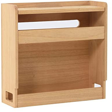 KIRIGEN Organizador de Madera para Router Wifi Inalámbrico, Soporte para Enchufes, Estante y Gestión de Cables Color Natural